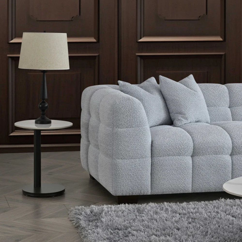 Luna Pearl Corner Group in Pearl Boucle Fabric