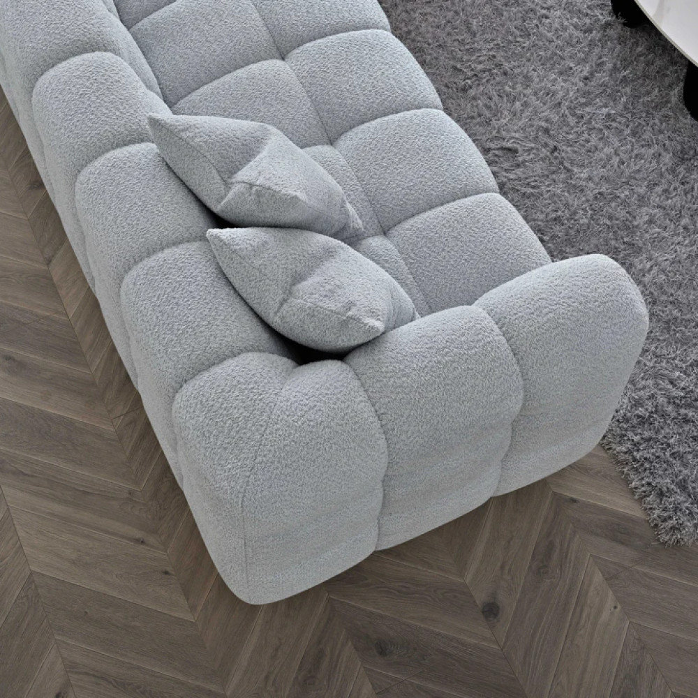 Luna Pearl Corner Group in Pearl Boucle Fabric