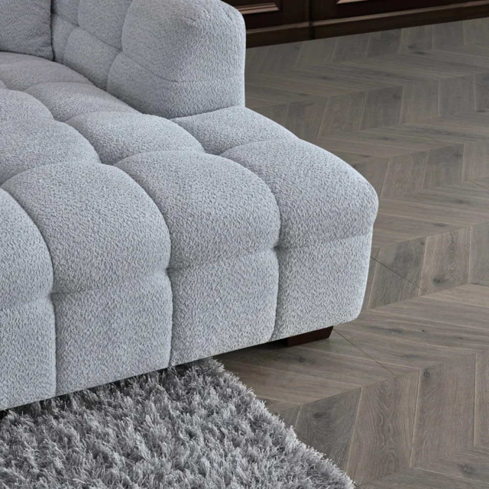 Luna Pearl Corner Group in Pearl Boucle Fabric