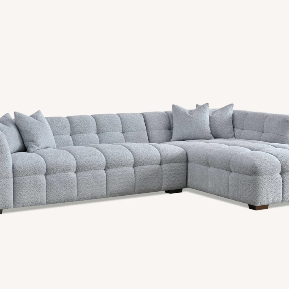 Luna Pearl Corner Group in Pearl Boucle Fabric