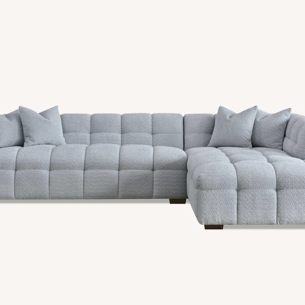 Luna Pearl Corner Group in Pearl Boucle Fabric