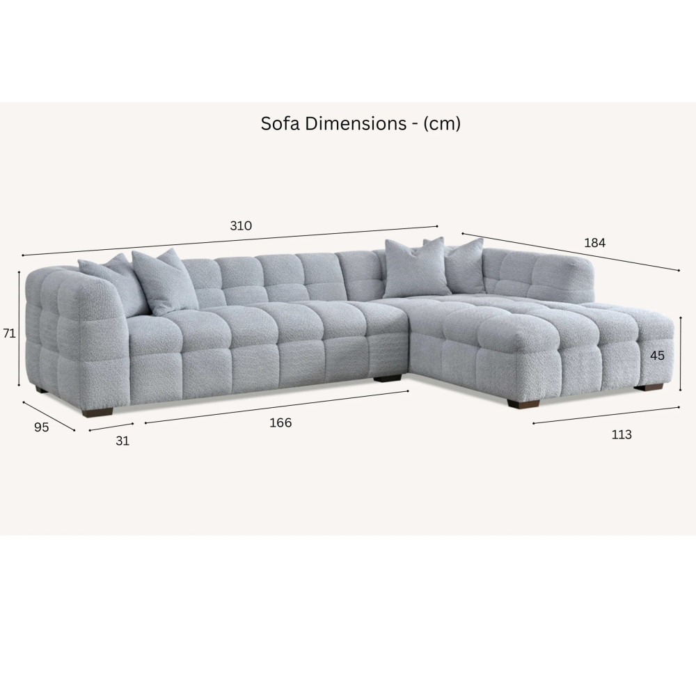 Luna Pearl Corner Group in Pearl Boucle Fabric